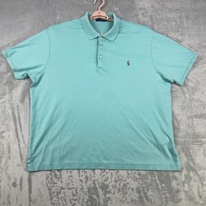 Polo Ralph Lauren Polo Shirt Men 3XB Teal Blue Flesh Pony Preppy Golf Collared